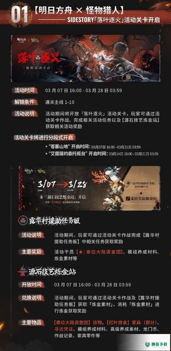 《明日方舟》怪猎联动汇总_明日方舟玩法分享_神奇下载