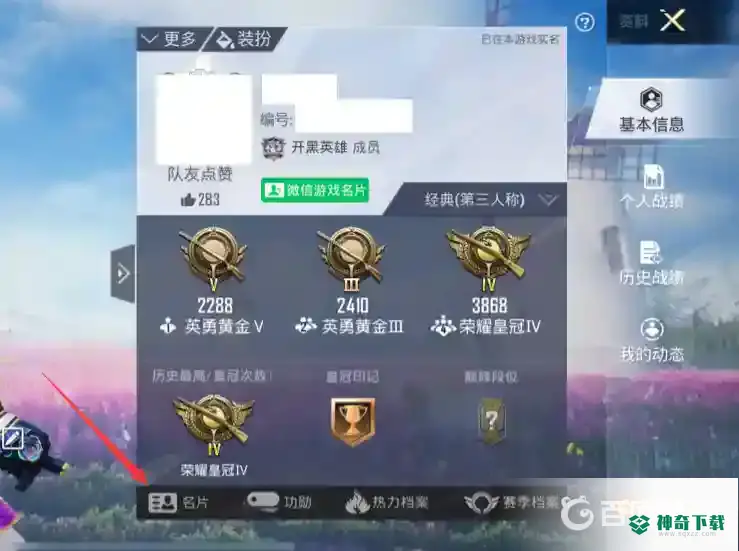 和平精英游戏名片在哪？_和平精英教程玩法_神奇下载
