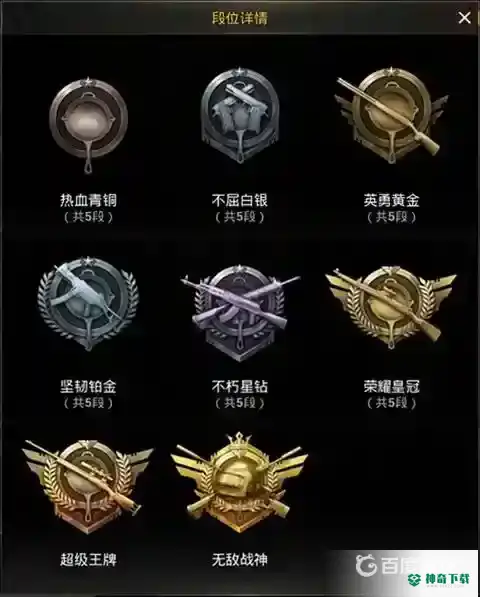 段位有哪些？_和平精英教程分享_神奇下载