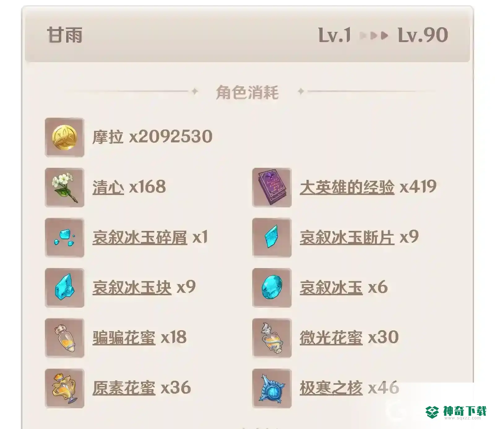 原神甘雨突破材料有哪些？_原神教程_神奇下载
