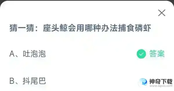 座头鲸会用哪种办法捕食磷虾支付宝蚂蚁庄园答案最新2023