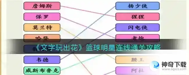文字玩出花篮球明星连线怎么过