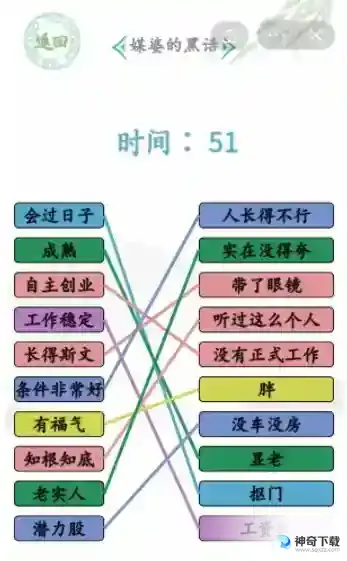 汉字找茬王相亲黑话怎么连线