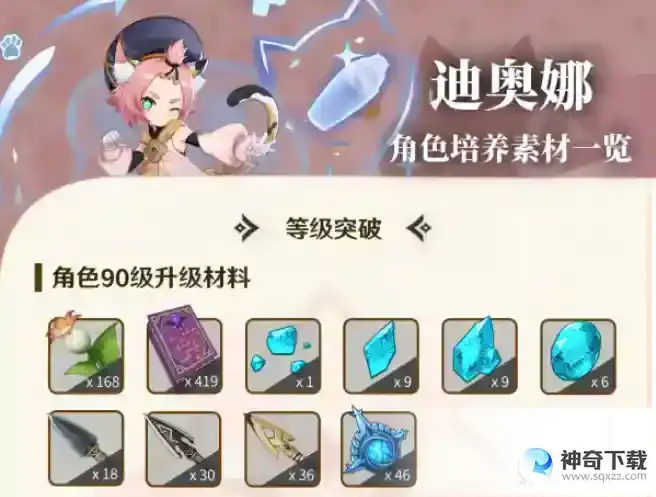 原神迪奥娜养成材料一览