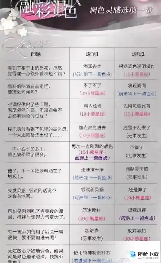 光与夜之恋调色灵感答案