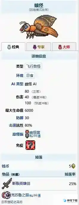 泰拉瑞亚断英雄之剑是哪个怪掉的