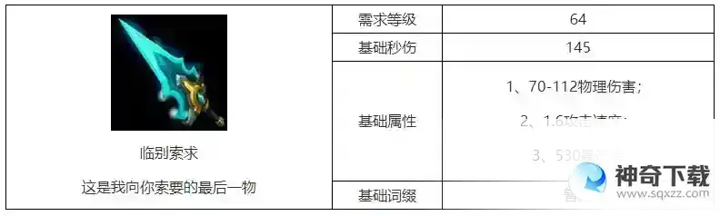 火炬之光无限临别索求属性一览