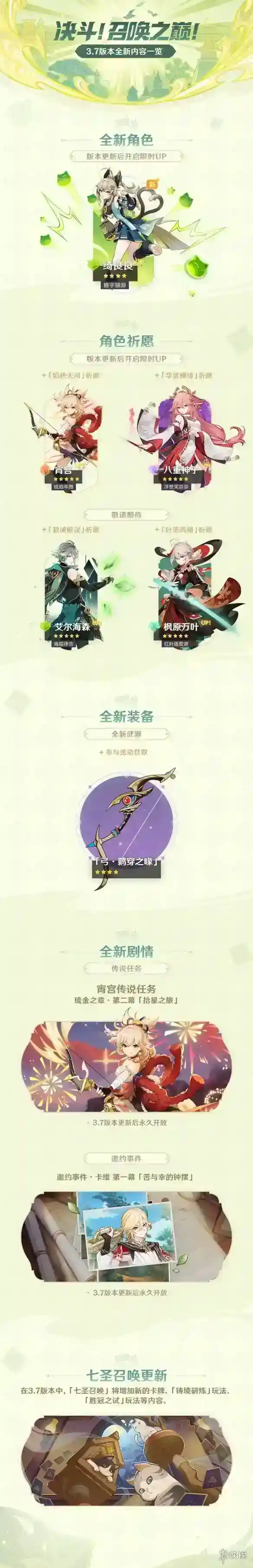 原神3.7版本更新了什么 3.7版本更新维护预告