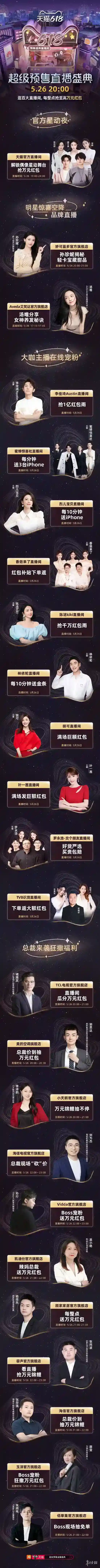 2023天猫618超级预售直播盛典 天猫618直播名单2023