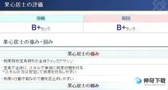 FGO果心居士强度怎么样 果心居士节奏榜初评级