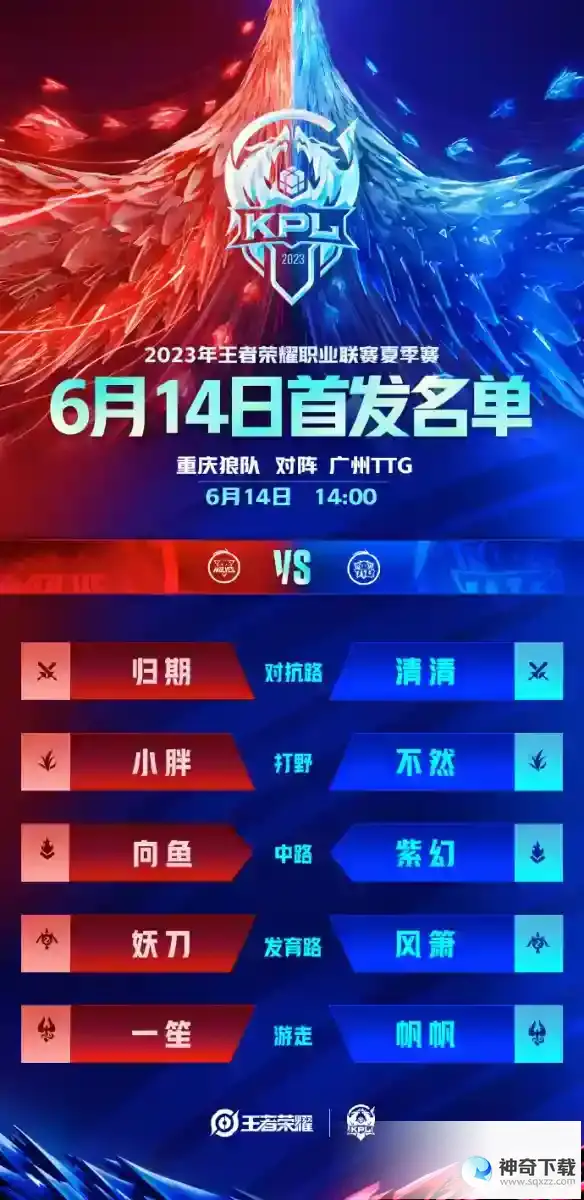 2022KPL夏季赛6月14日首发名单
