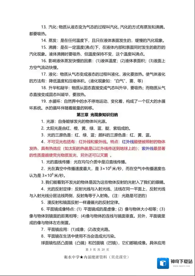 初中物理考点