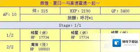 FGO泳装一期复刻体验本配置介绍 体验本通关奖励一览