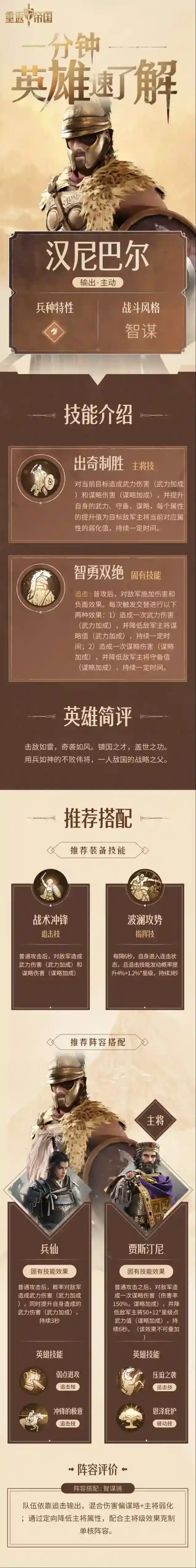 重返帝国汉尼巴尔技能装备搭配解析攻略